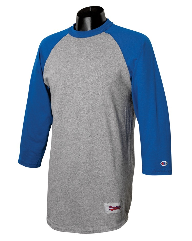 Champion Mens NEW Size S-3XL Tagless Tee ¾ Sleeve Baseball